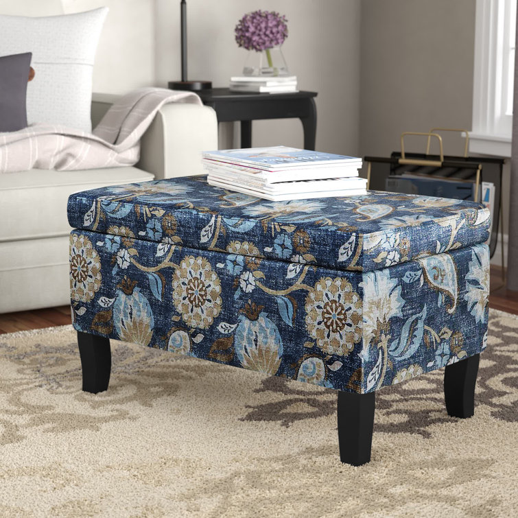 Blue on sale floral ottoman